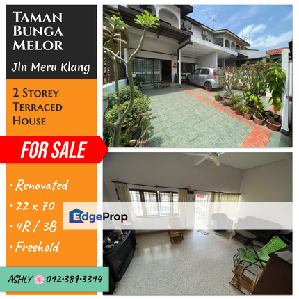 EXTEND 🌸 House for Sale ( Rumah untuk dijual ) 2 Storey Terrace  📍 Taman Bunga Melor (Near Klang Parade & Pasar Besar) , Jalan Meru 41400 Klang , Se, Selangor, Klang