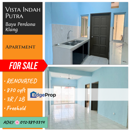 🌸 RENOVATED Apartment House for Sale 🏡 Rumah untuk jual  📍 Vista Indah Putra Apartment, Taman Bayu Perdana, 41200 Klang, Selangor, Selangor, Klang