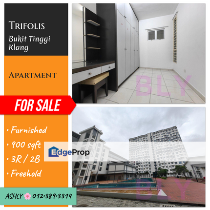 FURNISH 🌸 Trifolis Apartment house for Sale 🏢 Rumah untuk jual 📍 Trifolis Apartment, Bandar Bukit Tinggi 41200 Klang, Selangor, Selangor, Klang