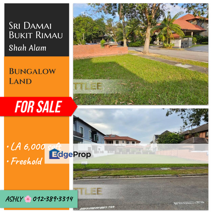 FREEHOLD🌸 Bungalow House Land for Sale 🏞️ Tanah Banglo untuk jual 📍 Sri Damai, Bukit Rimau, 40460 Shah Alam Selangor, Selangor, Shah Alam