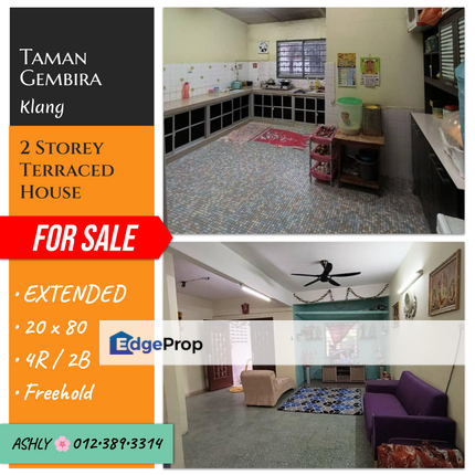 EXTENDED 🌸 Double Storey House for Sale 🏡 Rumah untuk jual  📍 Taman Gembira 41100 Klang Selangor, Selangor, Klang