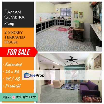 EXTENDED 🌸 Double Storey Terrace House for Sale 🏡 Rumah untuk jual 📍 Taman Gembira, 41200 Klang Selangor, Selangor, Klang