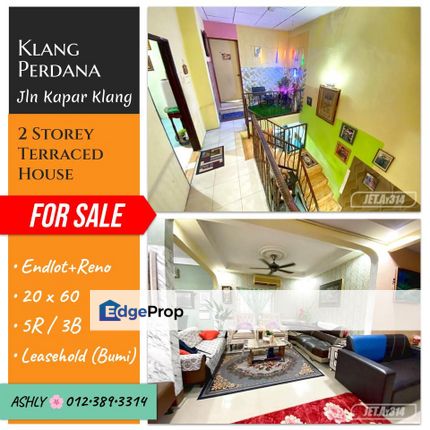 ENDLOT Bumi Lot 🌸 Double Storey Terrace House for Sale 🏡 Rumah untuk jual 📍 Taman Klang Perdana 42100 Klang Selangor, Selangor, Klang