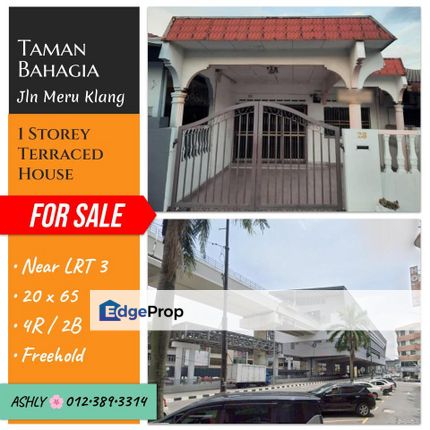 Near LRT3 🌸Single Storey Terrace House for Sale 🏡 Rumah untuk jual 📍 Taman Bahagia (Near Jln Meru LRT3 Station) 41150 Klang Selangor, Selangor, Klang