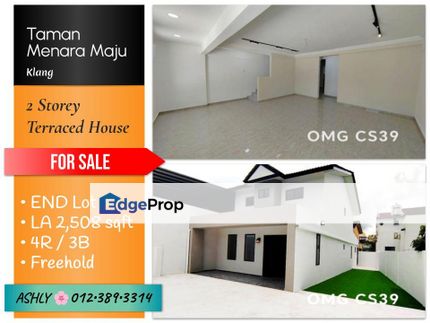 END LOT + LAND 🌸 2 Storey House for SALE 🏡 Rumah Untuk Jual @ Taman Menara Maju, 41200 Klang, Selangor, Selangor, Klang