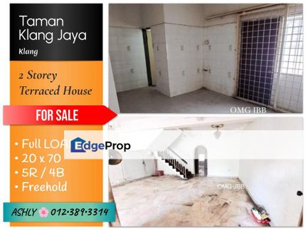 FULL LOAN 🌸 2 Storey Terrace House for SALE 🏡 Rumah Untuk Jual @ Klang Jaya, 41200 Klang, Selangor, Selangor, Klang