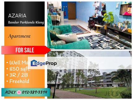 🌸 Super Value Buy 🌈 Azaria Apartment for SALE 🏡 Rumah Untuk Jual @ Bandar Parkland Klang, 41200 Klang, Selangor  , Selangor, Klang