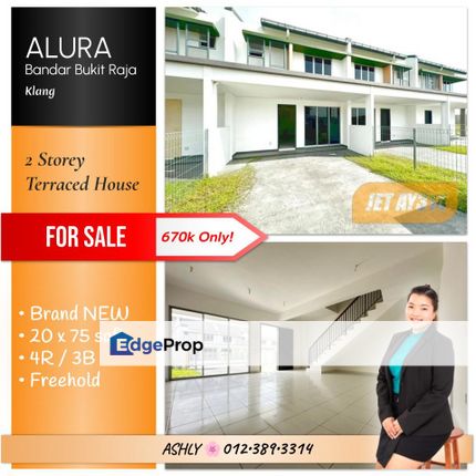 BEST Value 🌸 Modern Double Storey Terrace House for SALE 🏡 Rumah untuk Jual @ ALURA, Bandar Bukit Raja, 41050 Klang, Selangor  , Selangor, Klang