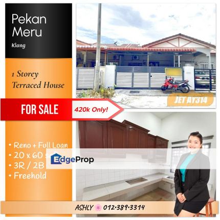 Full LOAN Renovated 🌸 Single Storey Terrace House for SALE 🏡 Rumah Teres untuk jual @ Pekan Meru, 42200 Klang, Selangor  , Selangor, Klang