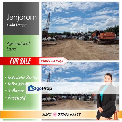 BEST Value 🌸 Freehold Agricultural Land with Industrial Zoning for SALE @ Jenjarom, Kuala Langat, Selangor  , Selangor, Jenjarom