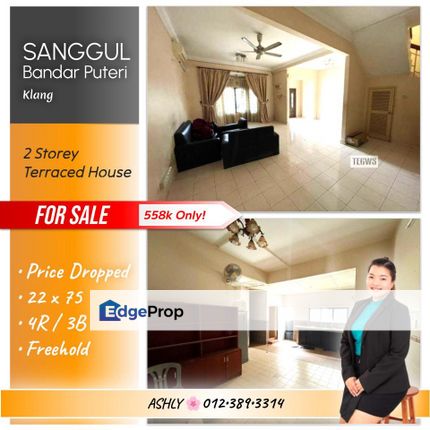 Price Dropped 🌸 Double Storey Terrace House for SALE 🏡 Rumah untuk Dijual @ Sanggul, Bandar Puteri Klang, 41200 Klang, Selangor, Selangor, Klang