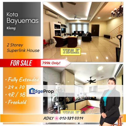 BEST Value 🌸 Double Storey Superlink House for SALE 🏡 Rumah untuk Jual @ Kota Bayu Emas, Klang, Selangor, Selangor, Klang