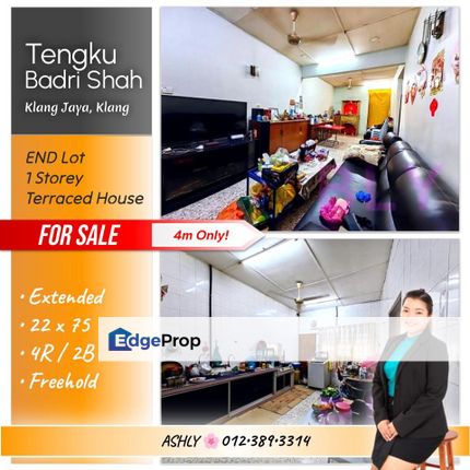 ENDLOT 🌸 Single Storey Terraced House for SALE 🏡 Rumah untuk Jual @ Tengku Badri Shah, Klang Jaya, 41200 Klang, Selangor, Selangor, Klang