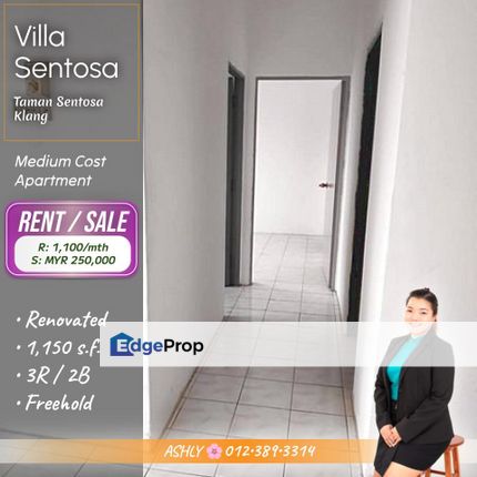 Best VALUE 🌸 Apartment for SALE / RENT @ Villa Sentosa Apartment, Taman Sentosa, 41000 Klang, Selangor, Selangor, Klang