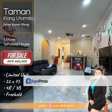 Best VALUE 🌸 Single Storey Terraced House for SALE @ Taman Klang Utama, Jalan Kapar, Klang, Selangor, Selangor, Klang