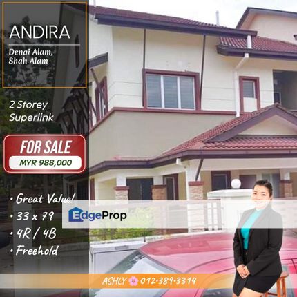 End Lot 🌸 Double Storey Superlink Terraced House for SALE   @ ANDIRA, Denai Alam, 40170 Shah Alam, Selangor, Selangor, Shah Alam