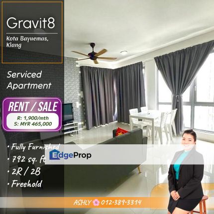 FULLY FURNISHED 🌟 Serviced Apartment for SALE / RENT   @ Gravit8, 41200 Klang, Selangor, Selangor, Klang