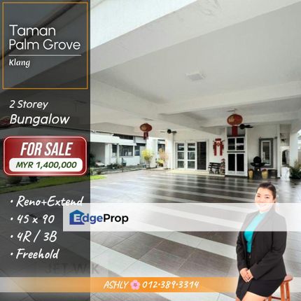 RENO+Extend 🌟 Double Storey Bungalow for SALE @ Taman Palm Grove, 41200 Klang, Selangor, Selangor, Klang