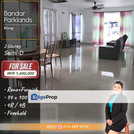 PARTIAL RENO & FURNISHED 🌸 Double Storey Semi D for SALE   @ Bandar Parklands, 41200 Klang, Selangor, Selangor, Klang