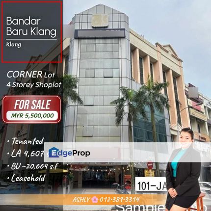 TENANTED 🌸 4-Storey Corner Commercial Shoplot for SALE @ Bandar Baru Klang, 41000 Klang, Selangor, Selangor, Klang