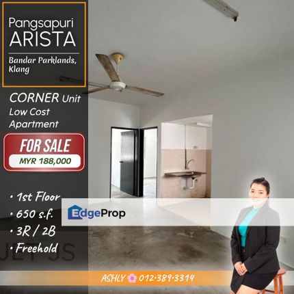 GOOD Condition 🌸 Low-Cost Flat for SALE @ Pangsapuri Arista, Bandar Parklands, 41200 Klang, Selangor, Selangor, Klang