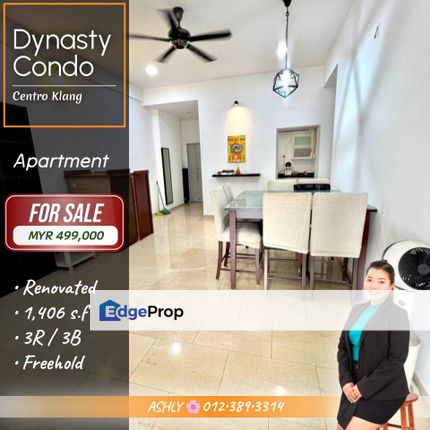 RENOVATED 🌸 Spacious Condominium for SALE / RENT @ Dynasty Condo, Centro Klang, 41300 Klang, Selangor, Selangor, Klang