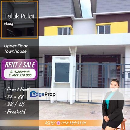 Brand New 🌸 Townhouse (Upper Unit) for SALE & RENT | Taman Udang Cendana, Teluk Pulai, Klang, Selangor, Klang