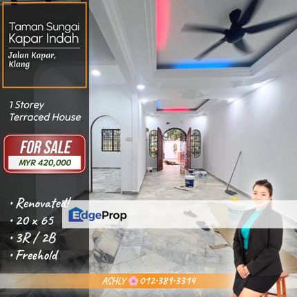 Renovated FULL Loan 🌸 Single Storey Terrace House for SALE │ Taman Sungai Kapar Indah, Klang, Selangor, Kapar 