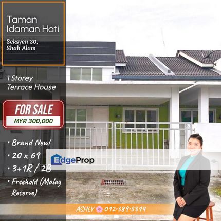 Newly Completed 🌸 1 Storey Terrace House For SALE (Malay Reserve) │ Taman Idaman Hati, Seksyen 30, Shah Alam, Selangor, Shah Alam