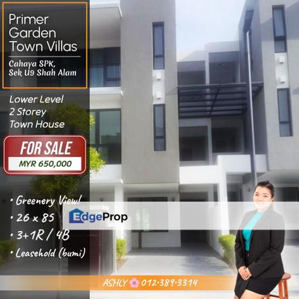 Best VALUE 🌸 Double Storey Town Villa (Lower Unit) For SALE (Bumi Buyers only) │ Primer Garden Town Villas, Cahaya SPK, Seksyen U9, Shah Alam, Selangor, Shah Alam