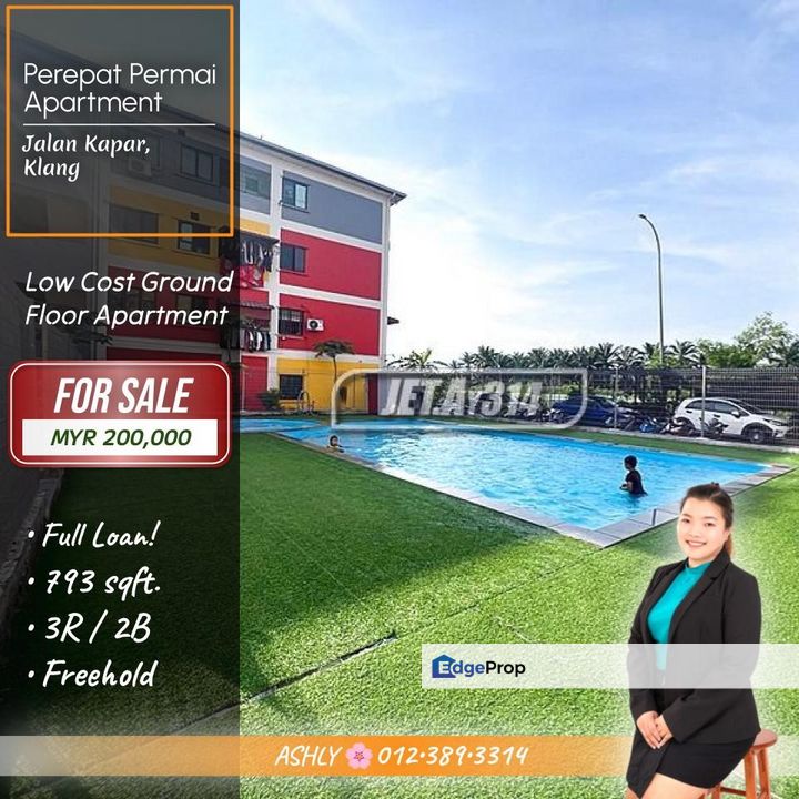 FULL LOAN Ground Floor 🌸 Low Cost Apartment House for Sale │ Perepat Permai Apartment, Taman Perepat, Jalan Kapar, 42200 Klang, Selangor, Selangor, Kapar 