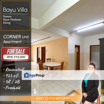 FULL Loan RENOVATED 🌸 Bayu Villa Apartment with Pool Access for SALE @ Taman Bayu Perdana, Klang, Selangor, Klang