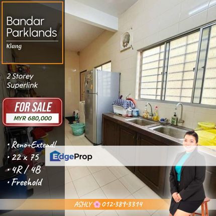 SPACIOUS Extended 🌸 Double Storey Superlink for SALE │ Bandar Parklands, Klang, Selangor, Klang