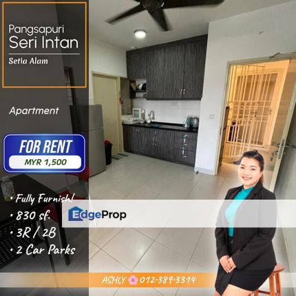 FULLY Furnished 🌸 Apartment for RENT | Pangsapuri Seri Intan, Setia Alam  , Selangor, Setia Alam/Alam Nusantara