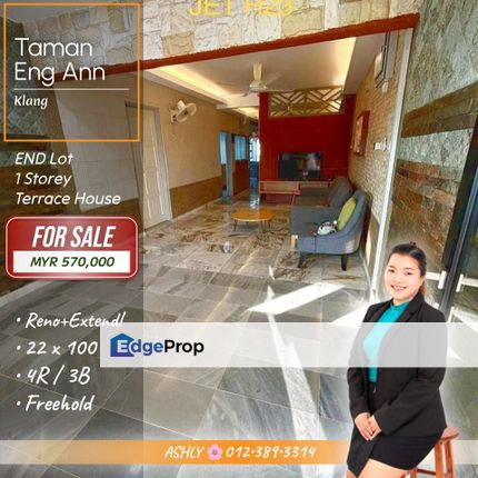 RENO + EXTEND 🌸 Endlot Single Storey Terrace House for SALE | Taman Eng Ann, Klang  , Selangor, Klang