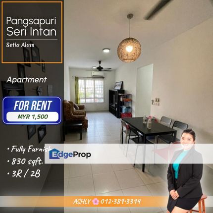 Fully Furnished 🌸 Apartment for RENT │ Pangsapuri Seri Intan, Setia Alam, Selangor, Setia Alam/Alam Nusantara