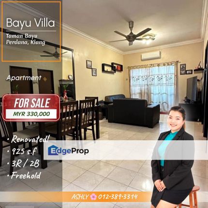 Fully RENO 🌸 Apartment for SALE │ Bayu Villa, Taman Bayu Perdana, Klang, Selangor, Klang