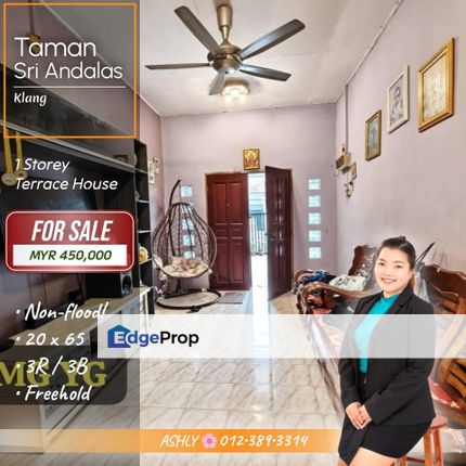 Non-flood Area 🌸 Single Storey Terraced House for SALE │ Taman Sri Andalas, Klang, Selangor, Klang