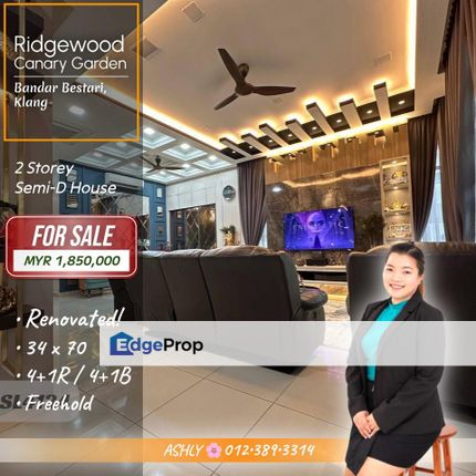 FULLY RENOVATED 🌸 2 Storey Semi-D for SALE │ Ridgewood, Canary Garden, Bandar Bestari, Klang  , Selangor, Klang