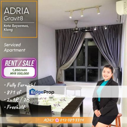 FULLY Furnished 🌸 Serviced Apartment for RENT / SALE │ Adria Gravit 8, Kota Bayuemas, Klang , Selangor, Klang