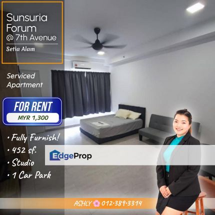 FULLY Furnished 🌸 Serviced Apartment for RENT │ Sunsuria Forum @ 7th Avenue, Setia Alam  , Selangor, Setia Alam/Alam Nusantara