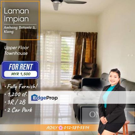 FULLY Furnished 🌸 Townhouse for RENT │ Laman Impian, Ambang Botanic 3, Klang, Selangor, Klang