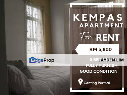 Fully Furnish Kempas Apartment 1200sf at Genting Highland for Sale, Pahang, Bentong