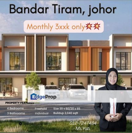 HOT DEAL‼️ BANDAR TIRAM 🔥 LIMITED UNITS | EARLY BIRD Promotion 💥 Own a Double Storey House with ONLY RM3xxk Monthly‼️ 💥 ZERO COST MOVE-IN – PAY NOT, Johor, Ulu Tiram