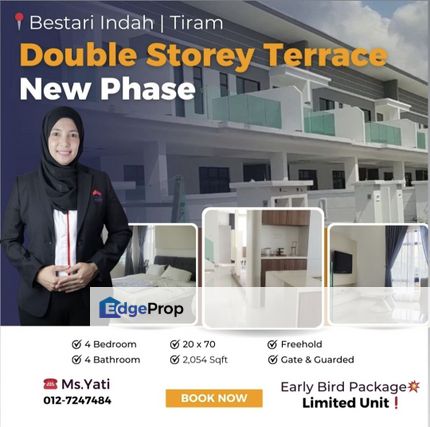 Bestari Indah Ulu Tiram Double Storey Terrace House ❗❗ Early Bird Package❗❗Fully Extend❗❗, Johor, Ulu Tiram