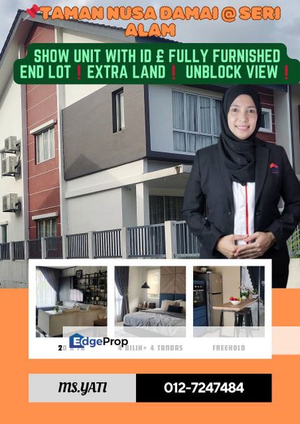 Show Unit to Sell With ID ‼️ Fully Furnished  ‼️End Lot with Extra Land‼️ Unblock View‼️Taman Nusa Damai@ Neraby Seri Alam‼️, Johor, Pasir Gudang