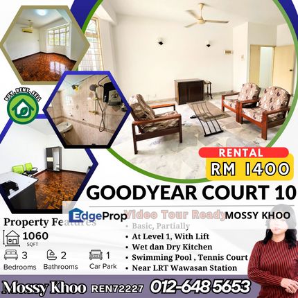 Walking Distance Lrt Wawasan Station, Goodyear Court 10, Basic Furnished, Condominium for Rent, Video Tour Available, Pm me , Selangor, Subang Jaya