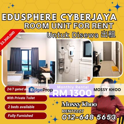 Twin Sharing Room Unit For Rent, Fully Furnished, Comfortable, Well Condition, Selangor, Cyberjaya