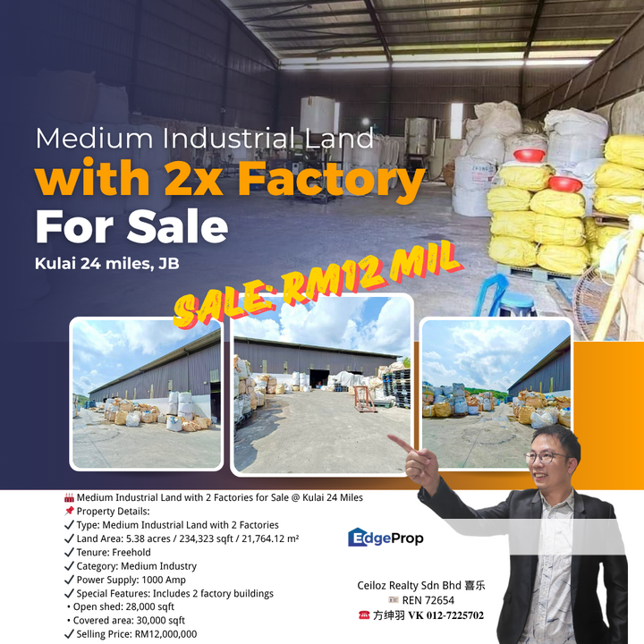 Kulai 24miles Industrial Land with 2 Factory, Johor, Kulai