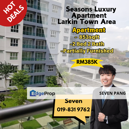 Seasons Luxury Apartment Larkin-Town Area 2 Bed 2 Bath Partial Furnished, Johor, Johor Bahru